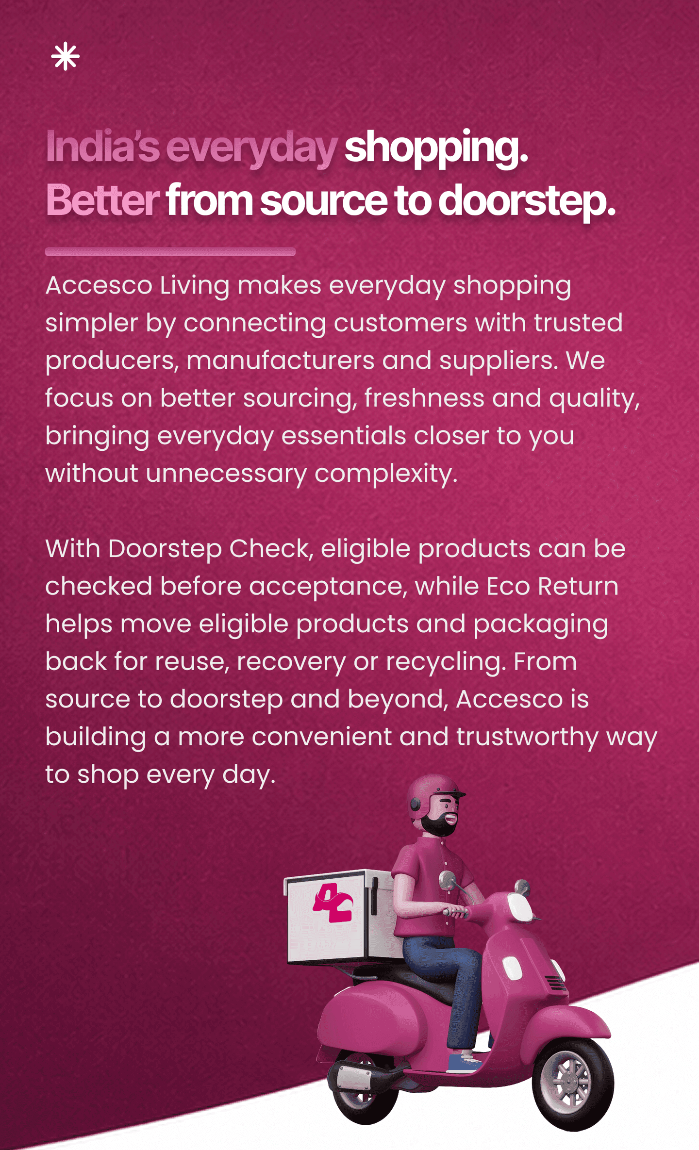 Accesco Living - India's everyday shopping, better from source to doorstep