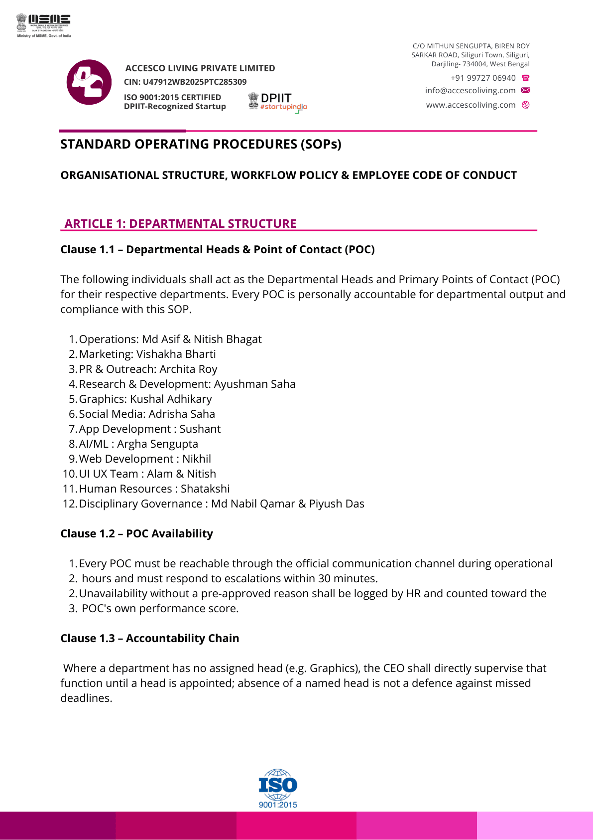 SOP - Accesco Living Private Limited preview